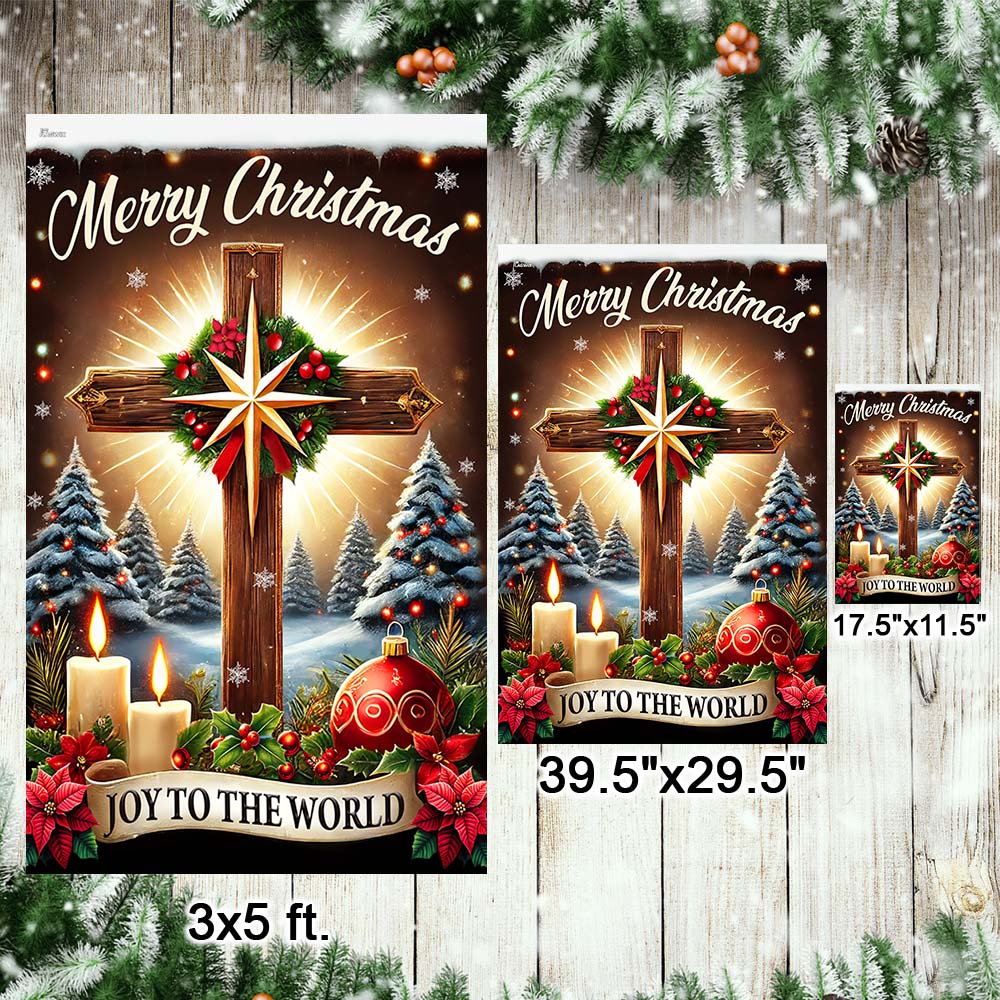 Christian Cross Christmas Flag Joy To The World Jesus Christ Flag