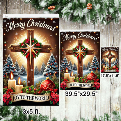 Christian Cross Christmas Flag Joy To The World Jesus Christ Flag