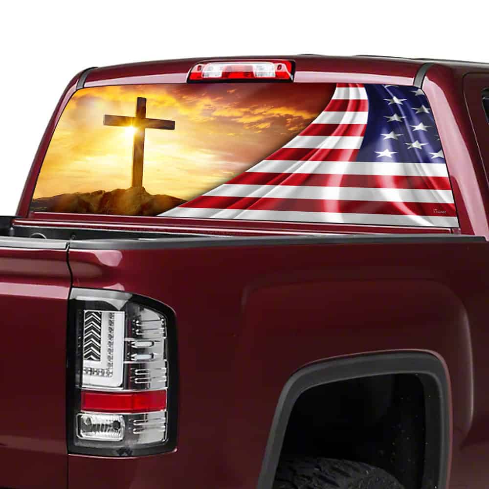 My God. Jesus. Christian Cross Rear Window Decal