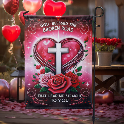God Blessed Us, Christian Heart Valentine Flag