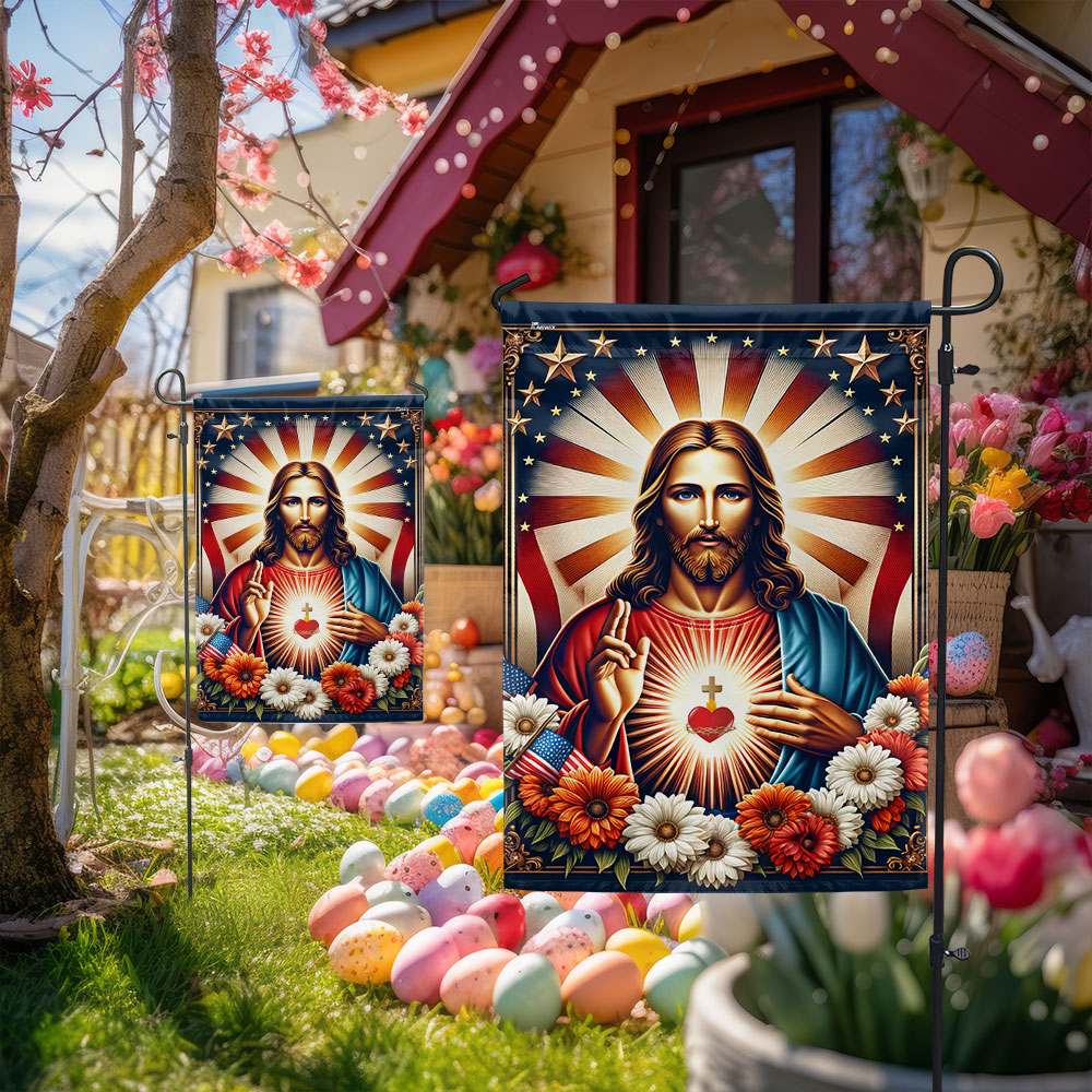 FLAGWIX Sacred Heart of Jesus Religious American Flag
