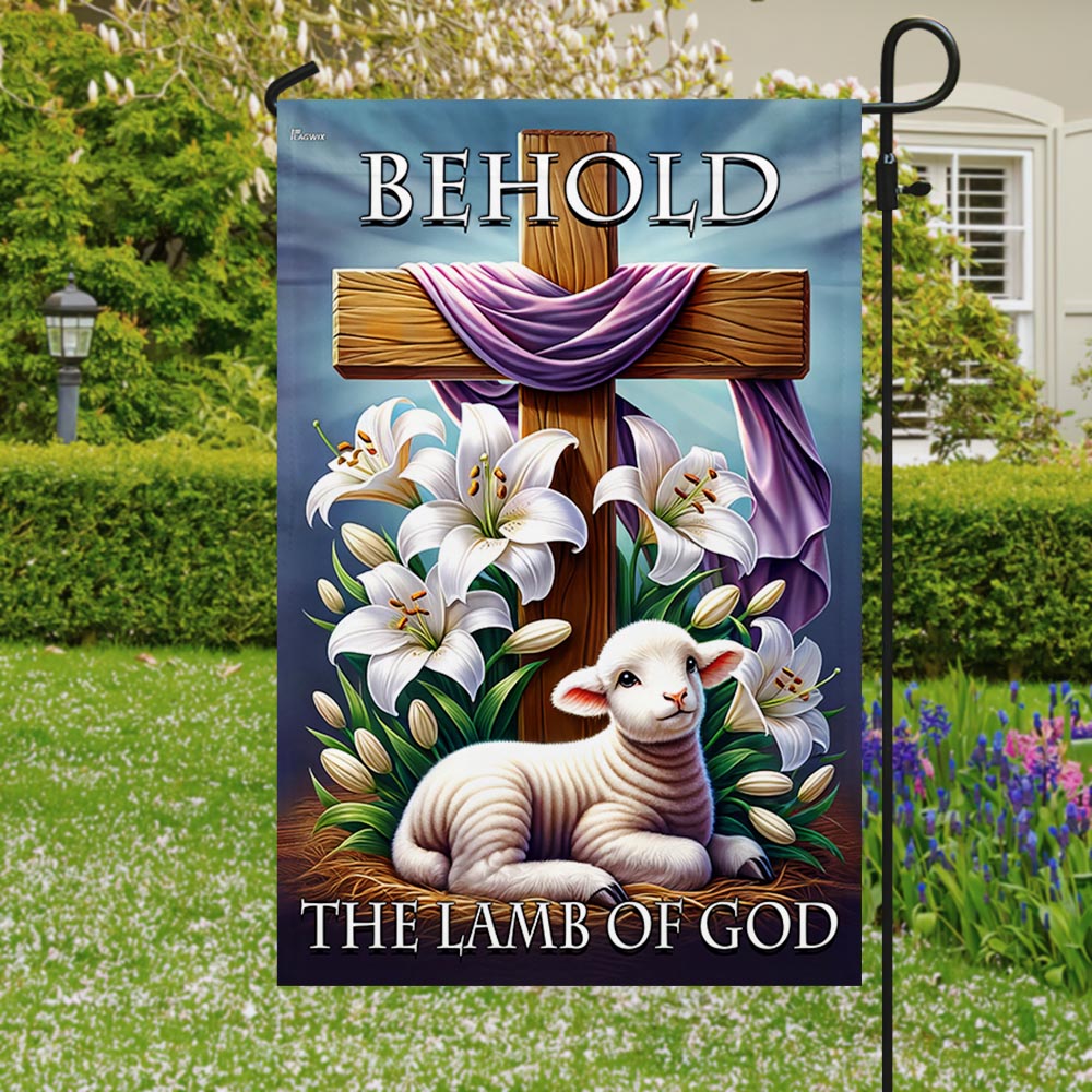 FLAGWIX  Easter Day Christian Cross Behold The Lamb Of God Flag