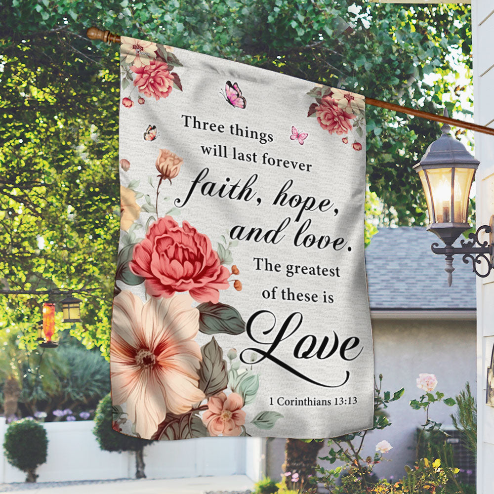 Faith Love Hope Bible Verse Christian Flag