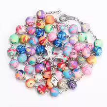 First Communion Five Decade Rosary — Colorful Polymer Clay Catholic Rosary for Girls