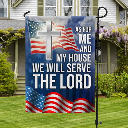 Christian Cross As For Me And My House We Will Serve The Lord Flag