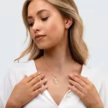 Blessed Mother Heart Pendant Necklace — Gold-Tone Stainless Steel Catholic Marian Jewelry