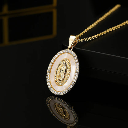 Virgin Mary Pendant Stainless Steel - Gold Tone