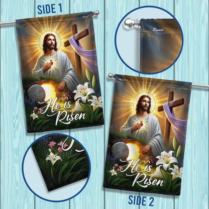 Easter Cross Resurrection He Is Risen Flag