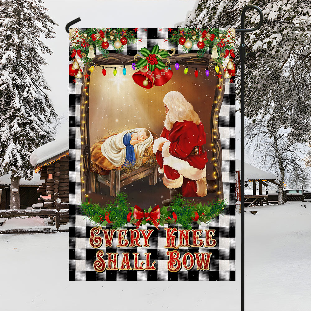 Christian Christmas Santa Claus Every Knee Shall Bow Flag