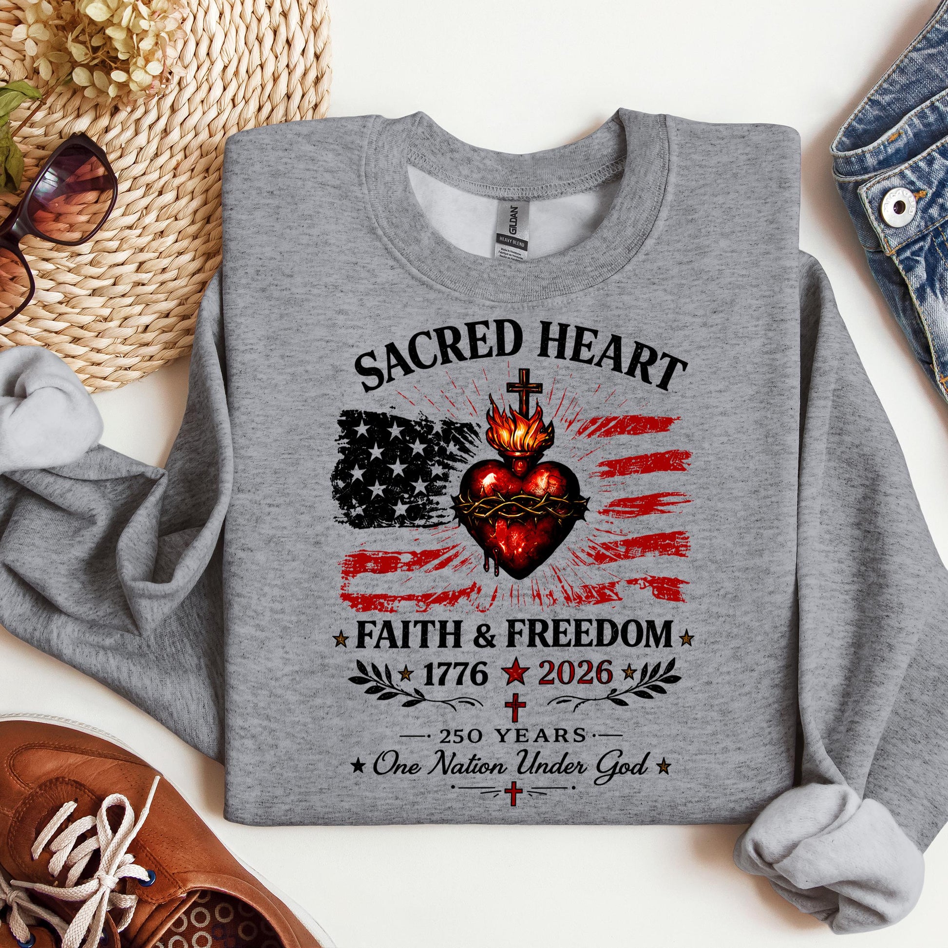Sacred Heart Faith & Freedom 1776-2026 250 Years One Nation Under God