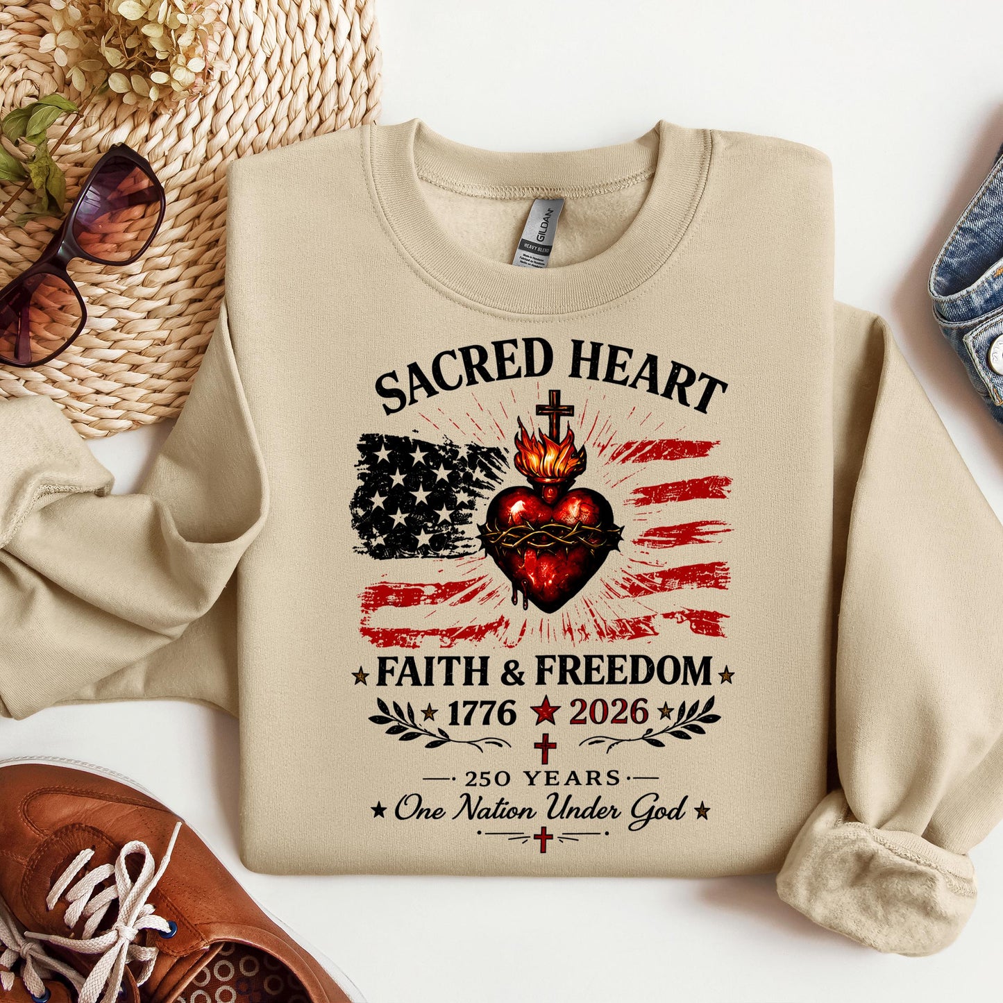 Sacred Heart Faith & Freedom 1776-2026 250 Years One Nation Under God
