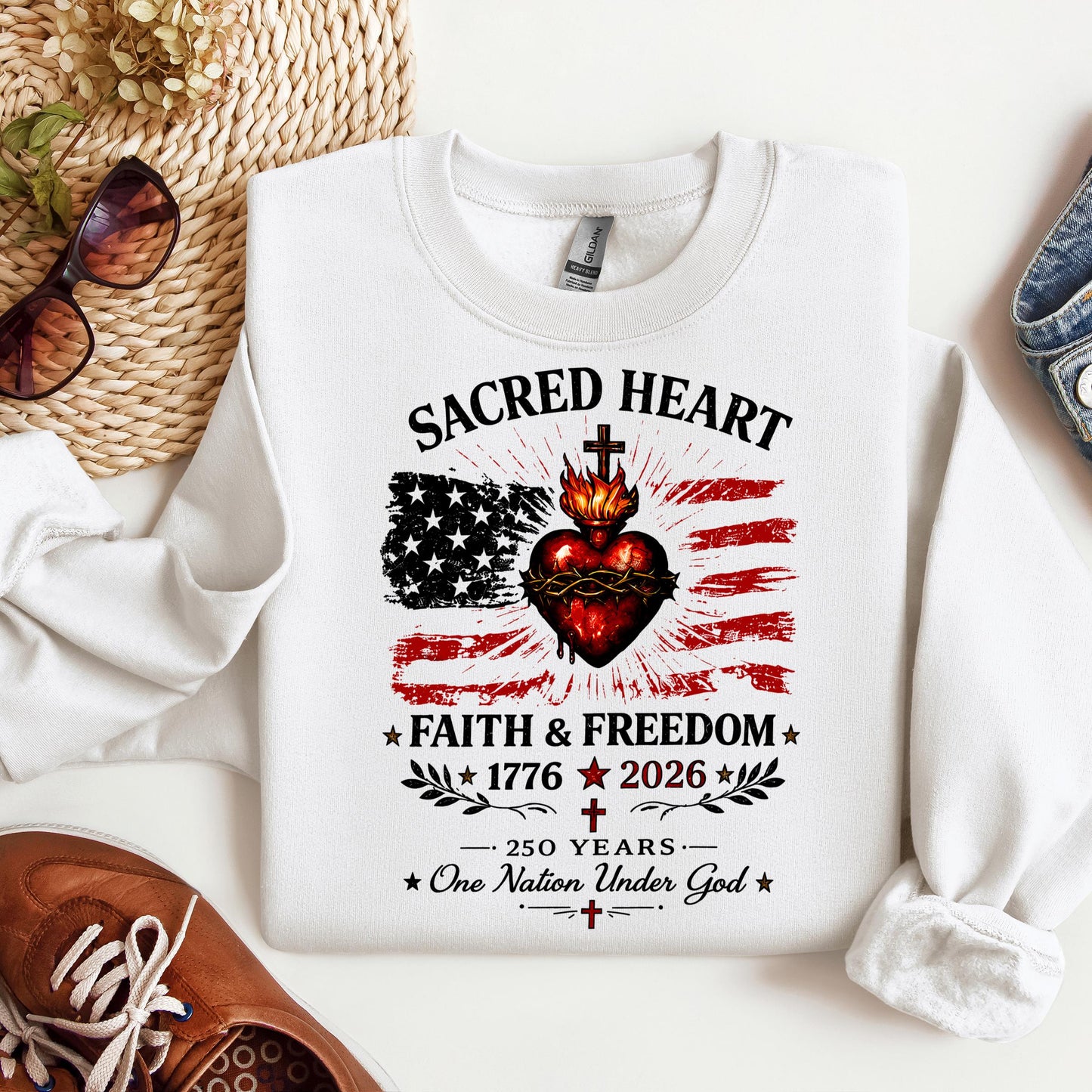 Sacred Heart Faith & Freedom 1776-2026 250 Years One Nation Under God