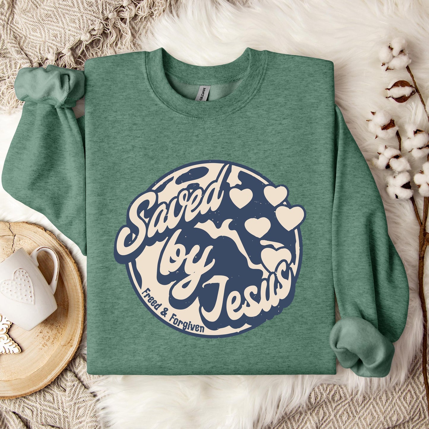 Saved By Jesus Freed And Forgiven Sweatshirt