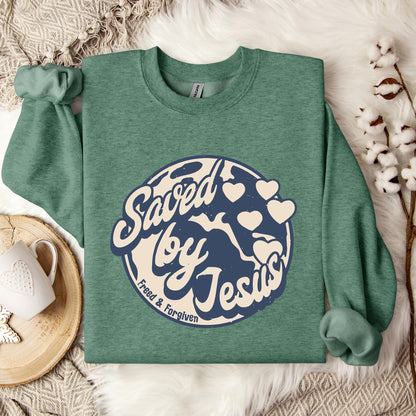 Saved By Jesus Freed And Forgiven Sweatshirt