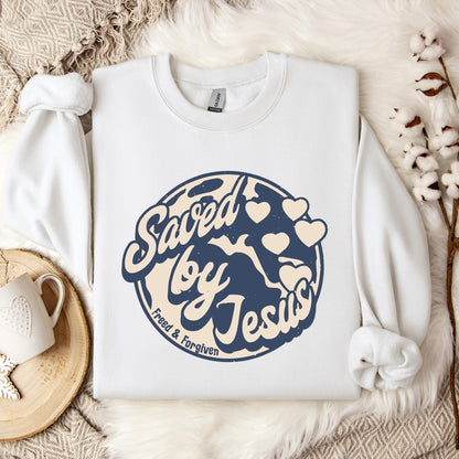 Saved By Jesus Freed And Forgiven Sweatshirt