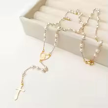 Five Decade Rosary — Dainty Catholic Prayer Beads with Cross and Marian Heart Medal