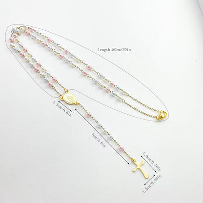 Five Decade Rosary — Dainty Catholic Prayer Beads with Cross and Marian Heart Medal