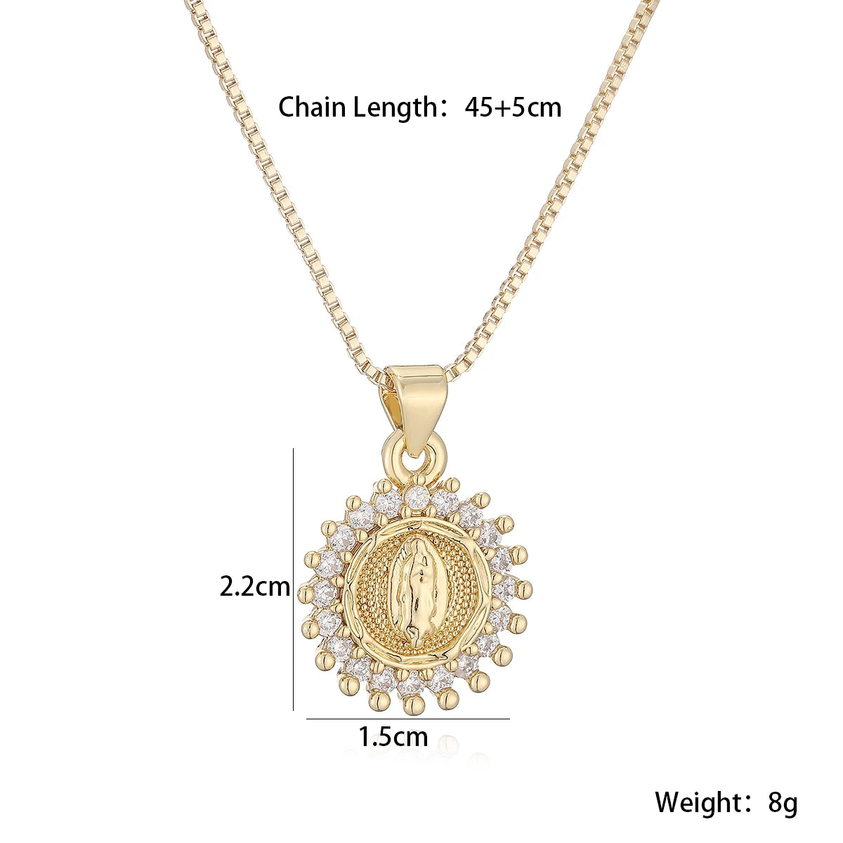 Virgin Mary Pendant Stainless Steel - Gold Tone