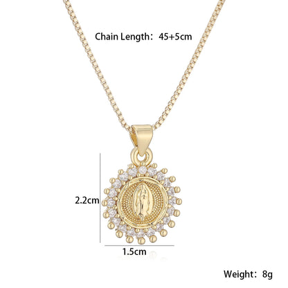 Virgin Mary Pendant Stainless Steel - Gold Tone