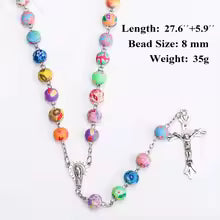 First Communion Five Decade Rosary — Colorful Polymer Clay Catholic Rosary for Girls
