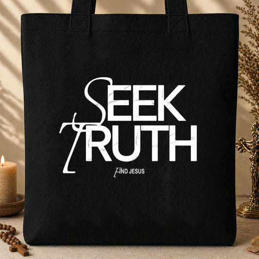 Seek Truth Find Jesus Tote Bag