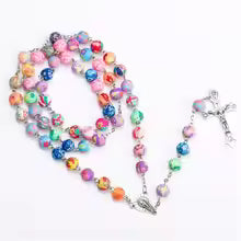 First Communion Five Decade Rosary — Colorful Polymer Clay Catholic Rosary for Girls