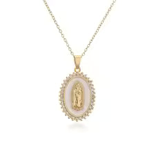 Virgin Mary Pendant Stainless Steel - Gold Tone
