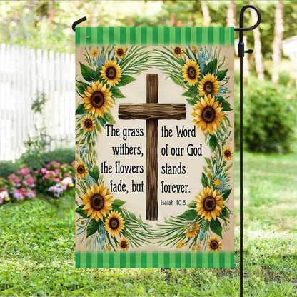 Bible Verse Christian Flag The Word Of Our God Stands Forever Flower Garden House Flag
