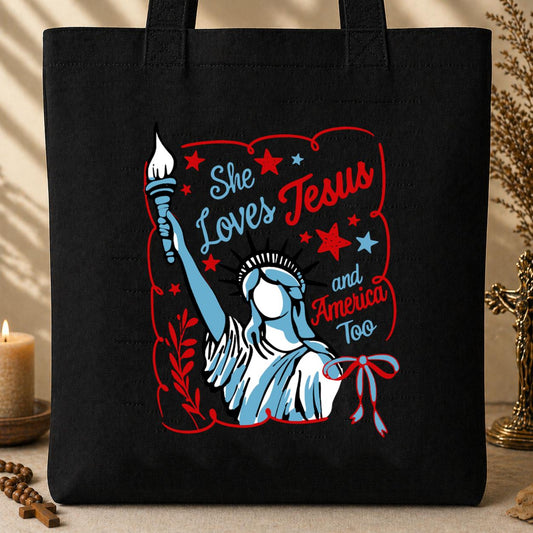 She Loves Jesus And America Too 05 Tote Bag