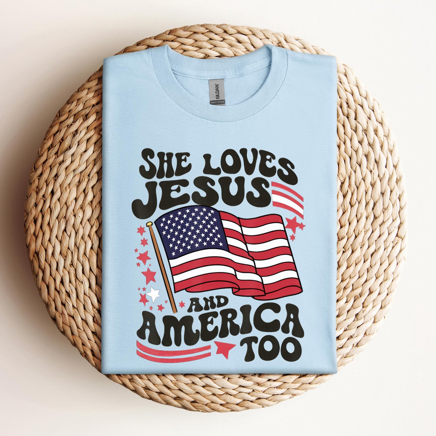She Loves Jesus And America Too 4th Of July Flag Christian