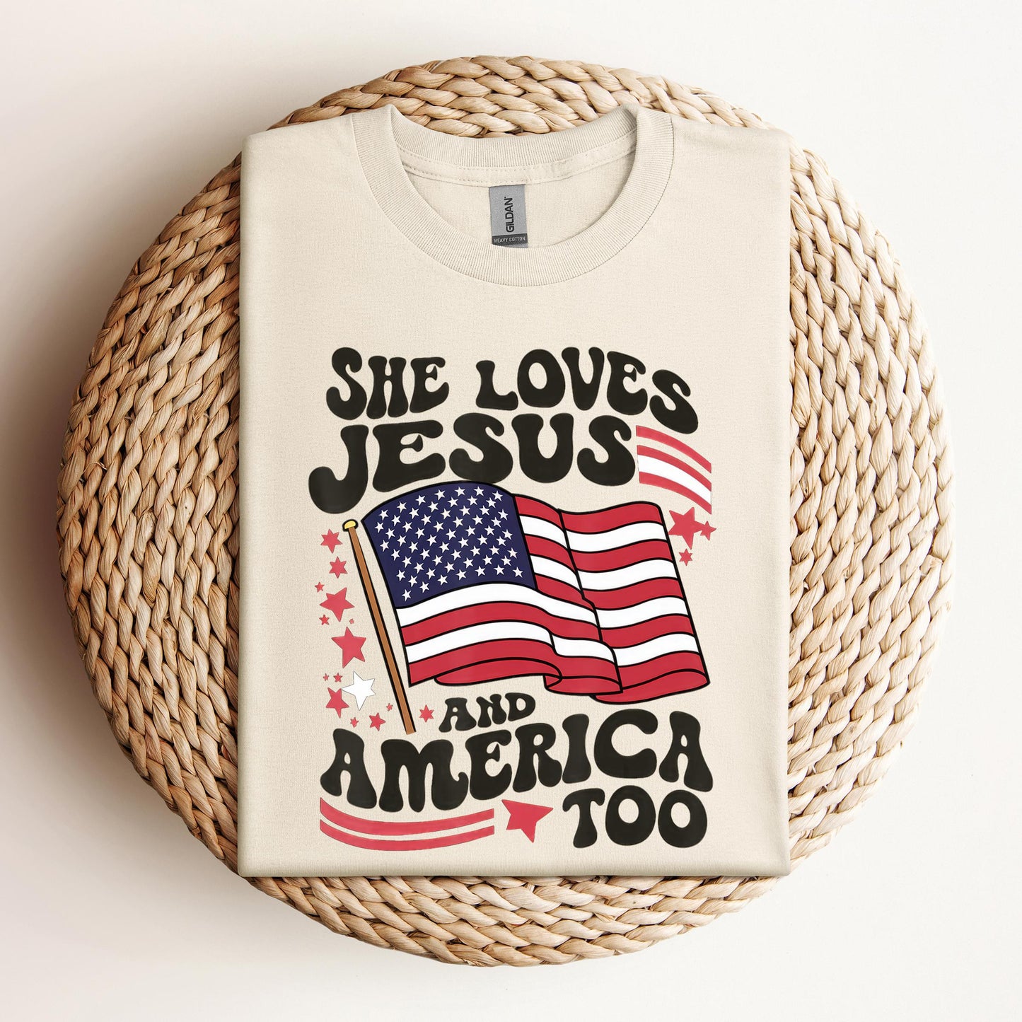 She Loves Jesus And America Too 4th Of July Flag Christian