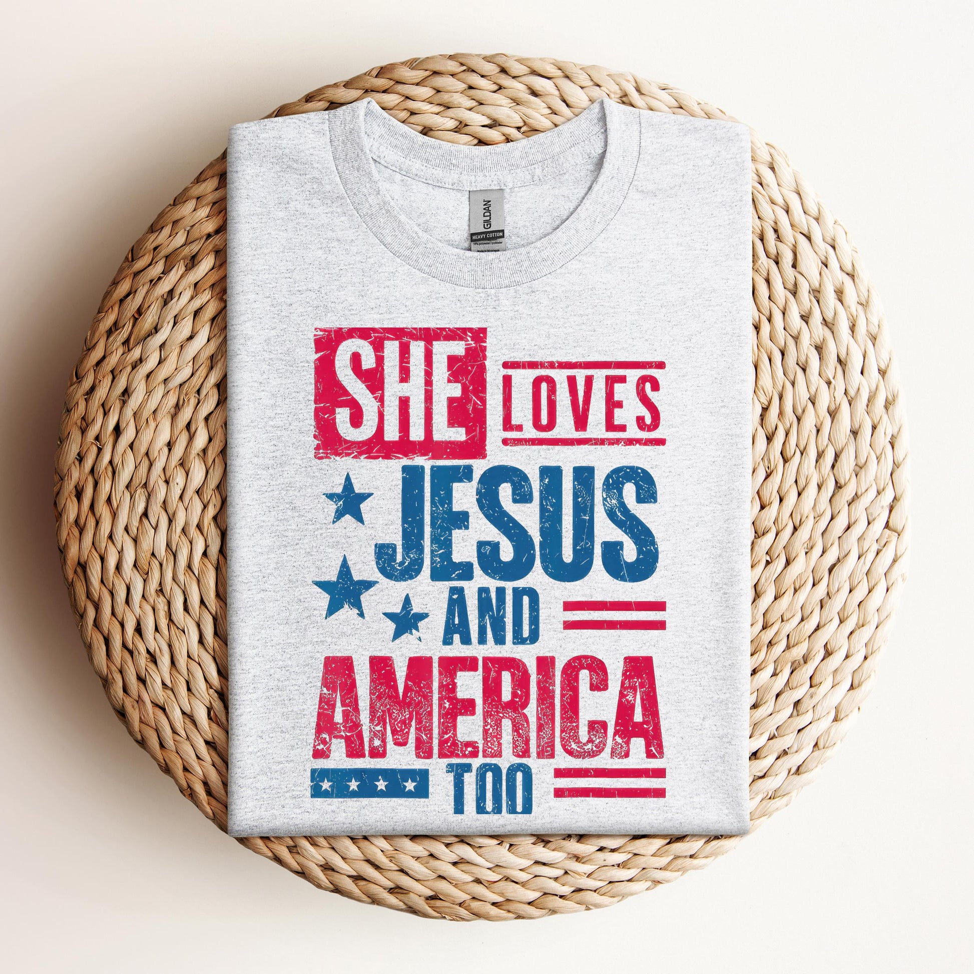 She Loves Jesus And America Too Christian 4th Of July Retro