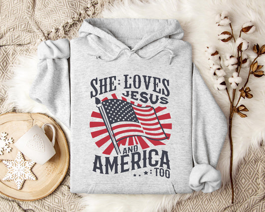 She Loves Jesus And America Too Hoodie