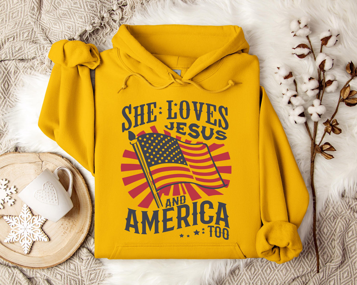 She Loves Jesus And America Too Hoodie