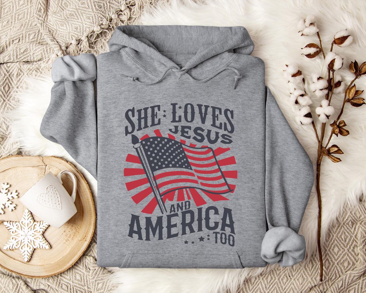 She Loves Jesus And America Too Hoodie