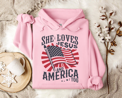 She Loves Jesus And America Too Hoodie