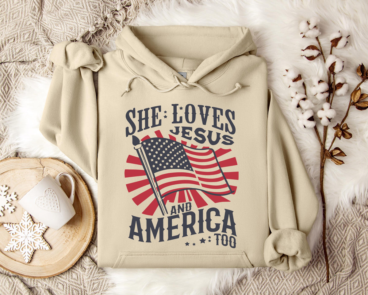 She Loves Jesus And America Too Hoodie