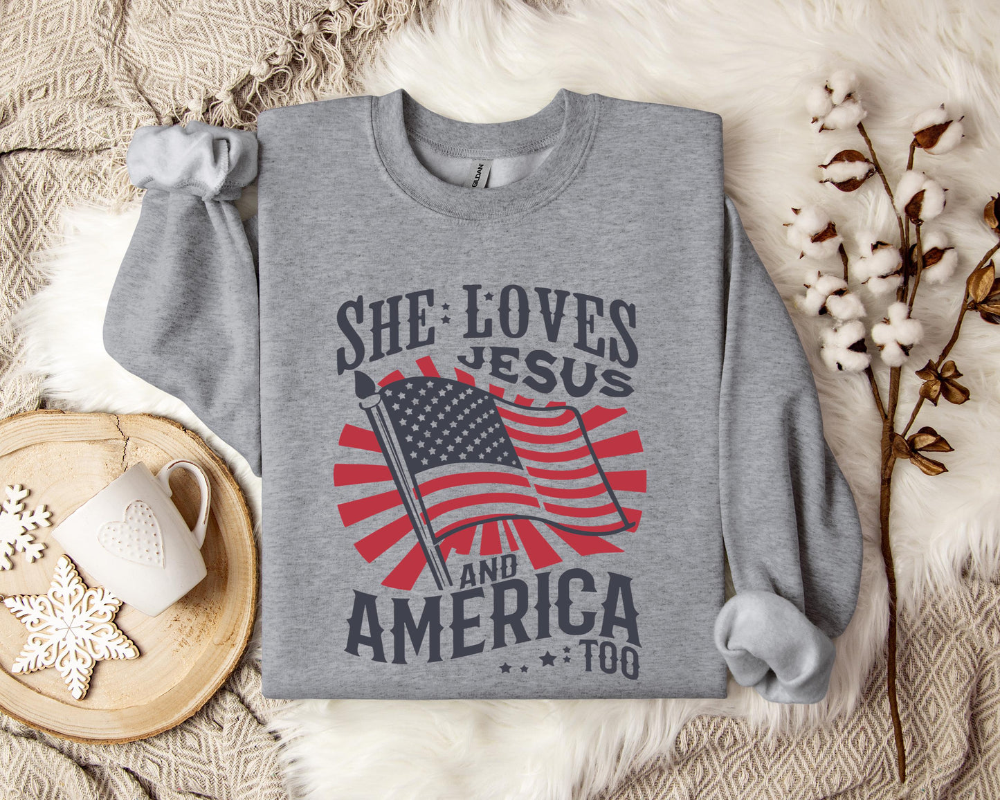 She Loves Jesus And America Too Sweatshirt