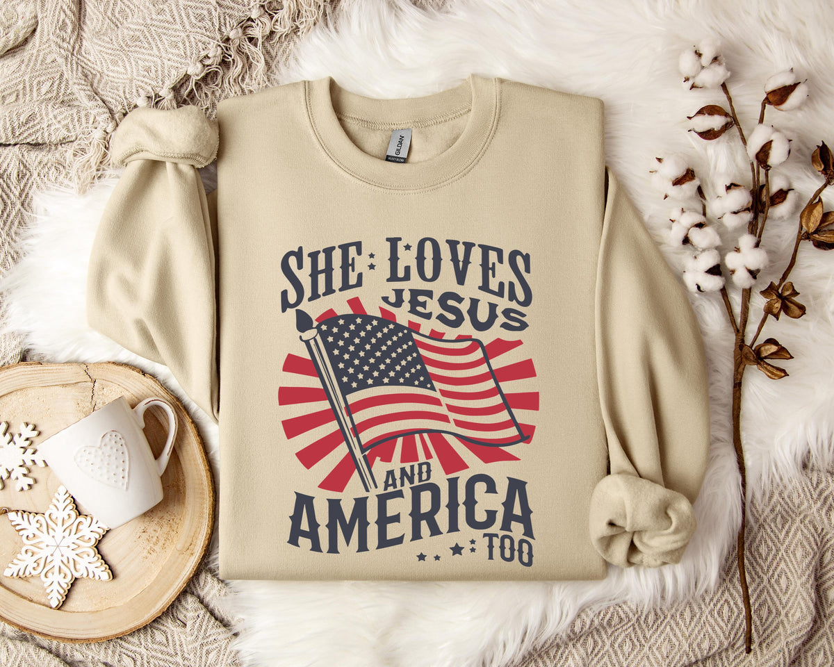 She Loves Jesus And America Too Sweatshirt
