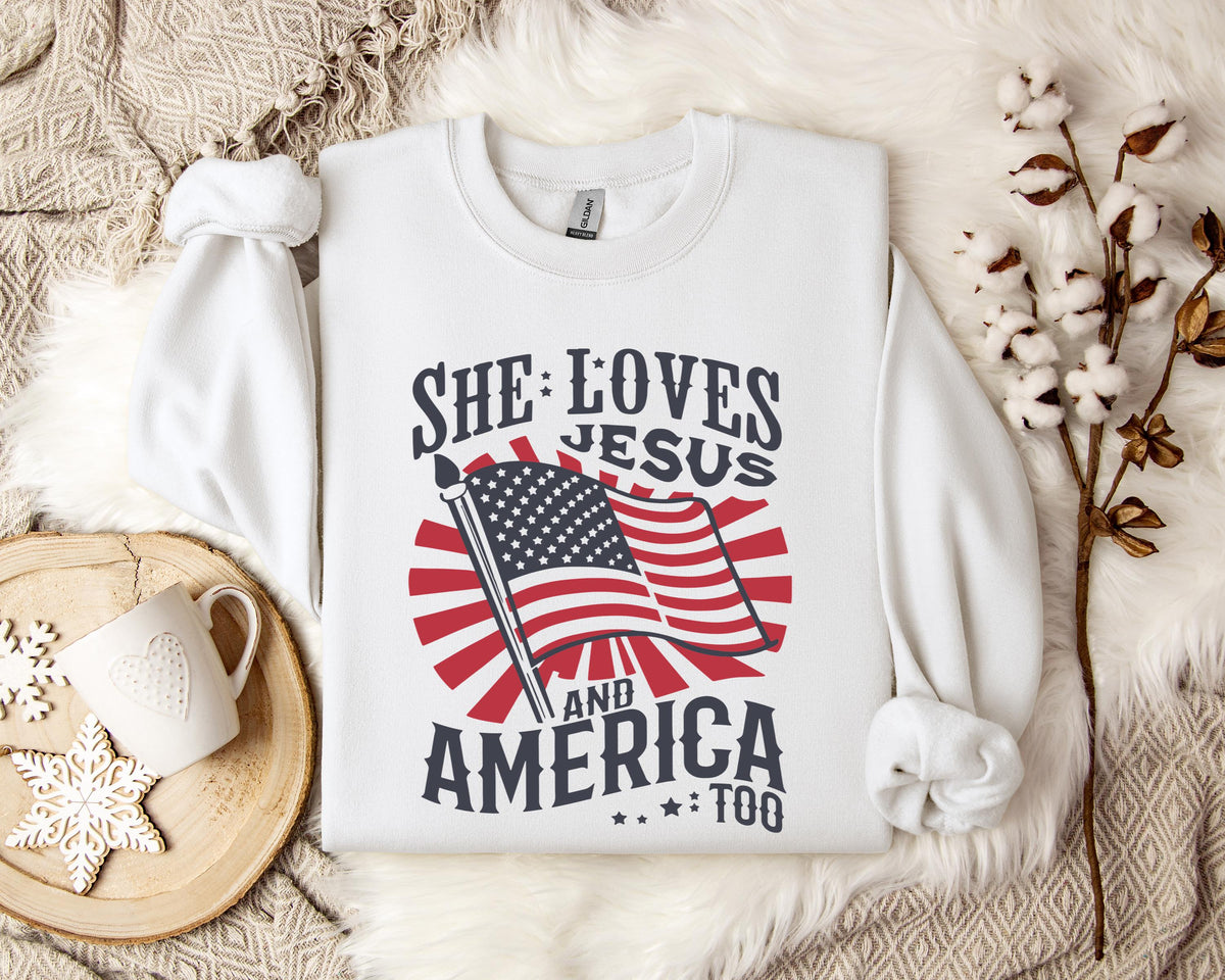 She Loves Jesus And America Too Sweatshirt