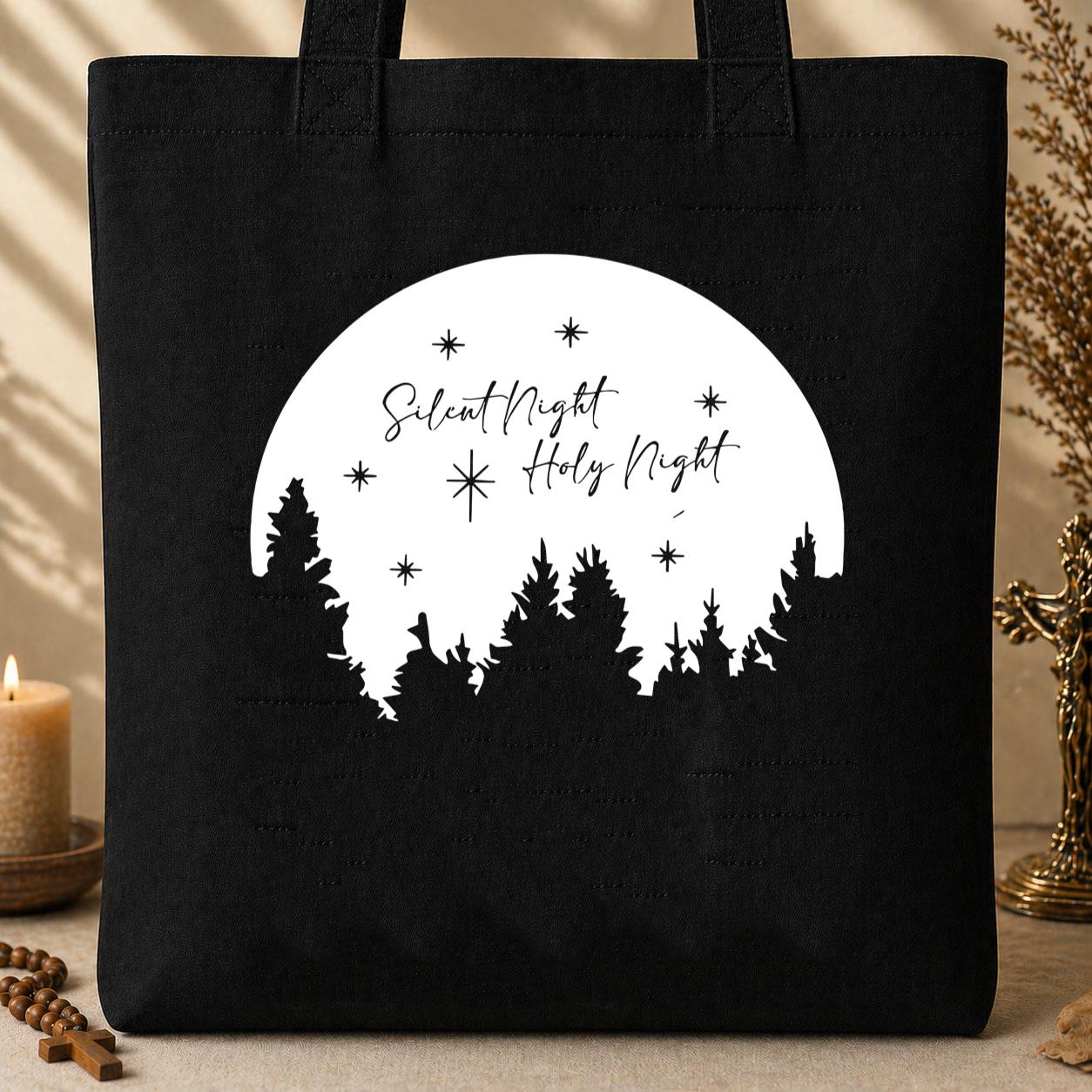 Silent Night Holy Night Nativity Tote Bag
