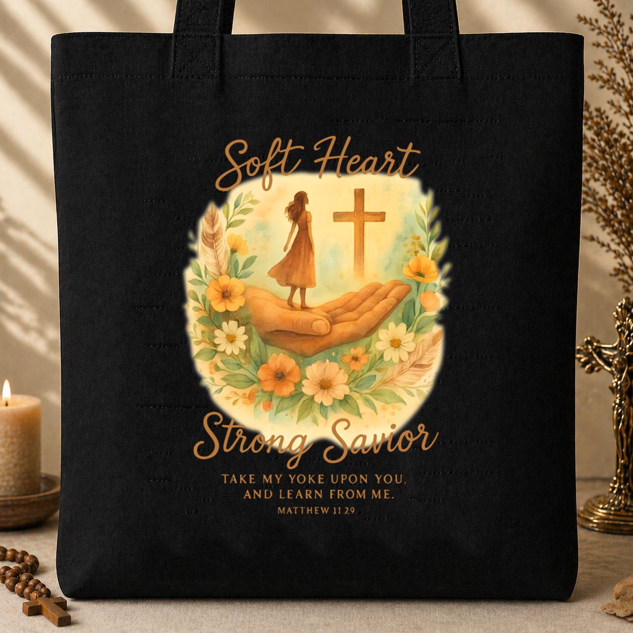 Soft Heart Strong Savior Matthew 11.29 Tote Bag