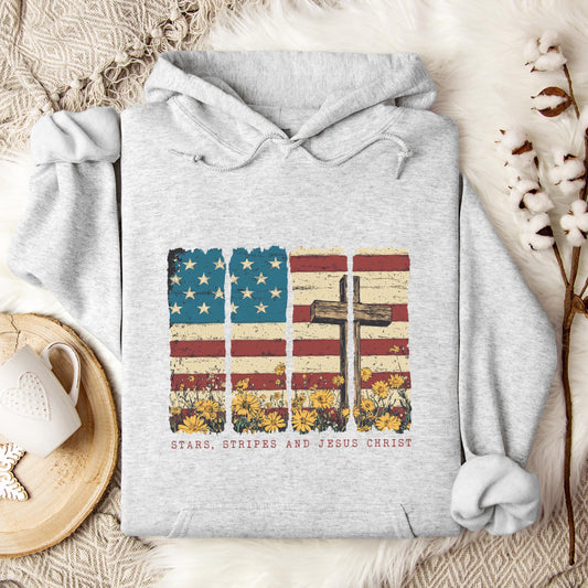 Stars Stripes And Jesus Christ Hoodie