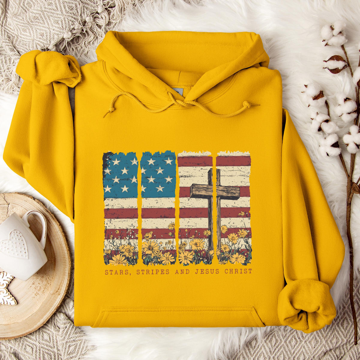 Stars Stripes And Jesus Christ Hoodie