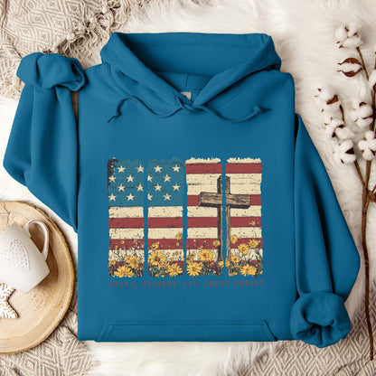 Stars Stripes And Jesus Christ Hoodie