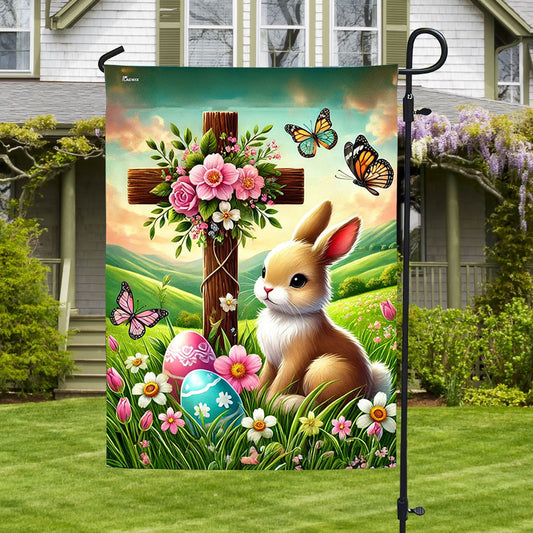 Easter Rabbit Bunny Christian Cross Happy Easter Flag