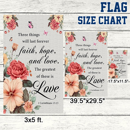 Faith Love Hope Bible Verse Christian Flag