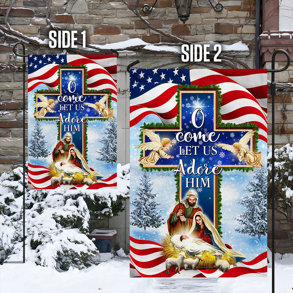Nativity Christmas Flag O Come Let Us Adore Him Flag