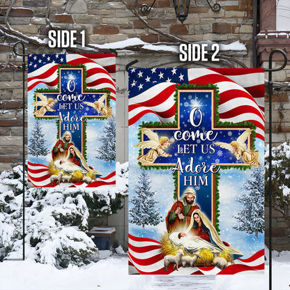 Nativity Christmas Flag O Come Let Us Adore Him Flag