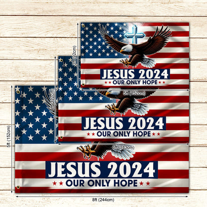 Jesus Our Hope American Eagle Grommet Flag